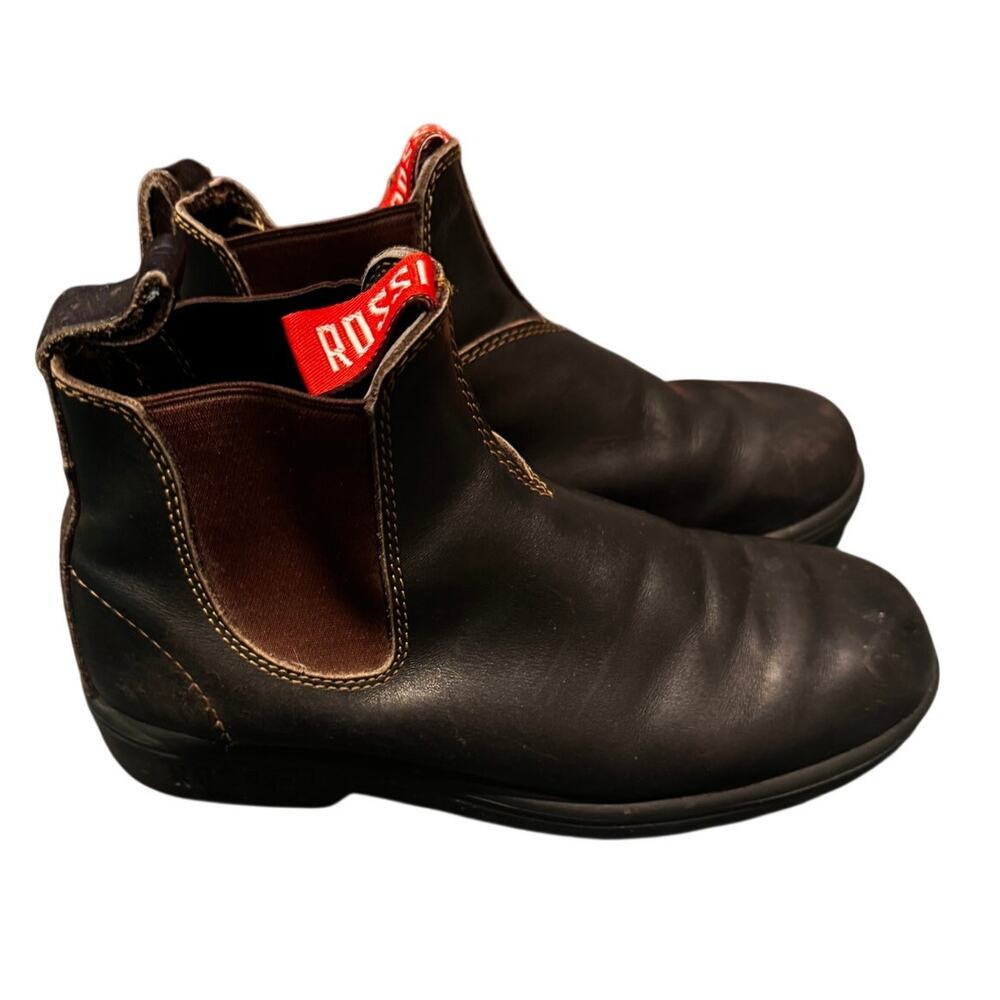 ROSSI Leather Chelsea Brown Lug Sole Work Boots AU 9 US M 10/ W 12